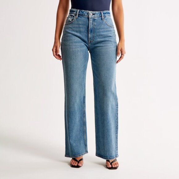 Abercrombie Curve Love 90s Relaxed Jean High Rise Medium Plus Size 37 24 NEW NWT - Picture 1 of 12